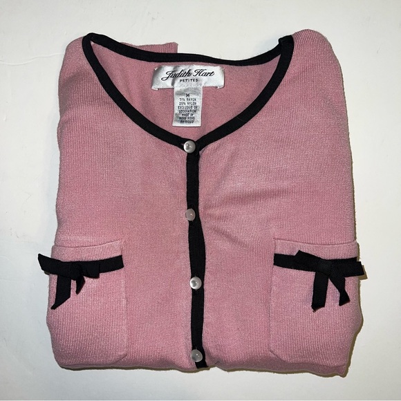 Judith Hart Petites Women’s Pink Button Up Long Sleeve Cardigan Sz MP - Picture 10 of 10
